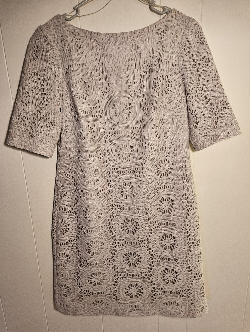 Adrianna Papell Lace Shift Dress in Beige
